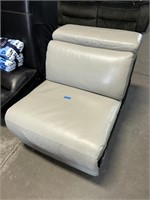 LOT#3) GREY LEATHER ARMLESS CHAIR W/ ADJUSTABLE