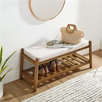 $178  Upholstered Bench  Rubber Wood (Beige)