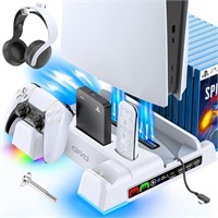 $40  PS5 Stand/Cooling  RGB LED  2H Charge  White
