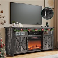 YITAHOME Fireplace TV Stand  32 Highboy  Dark Oak