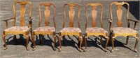 SET OF 5 CHERRY QUEEN ANNE CHAIRS