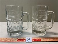A & W EMBOSSED GLASS MUGS