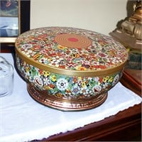 1960’s Floral Metal Biscuit Tin Full of Matches
