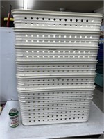 6 white stackable totes