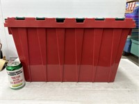 Green and red holiday storage tote