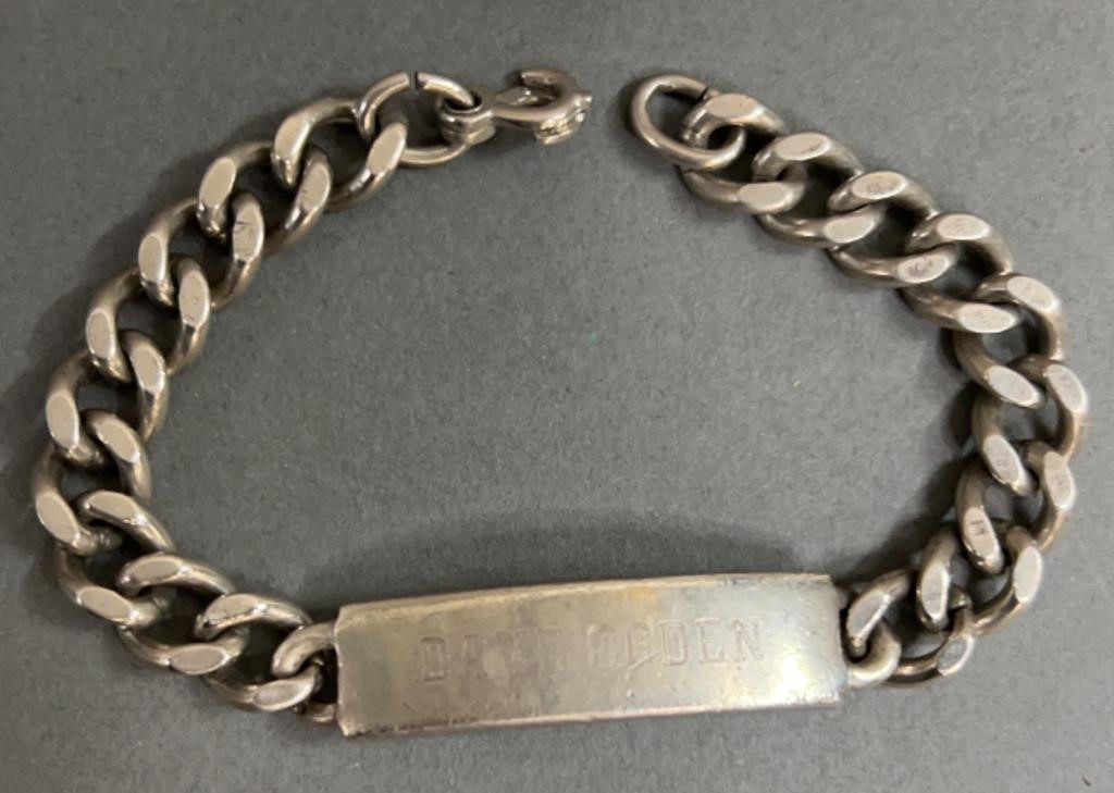 Mens .925 Sterling Silver Name Plate Bracelet