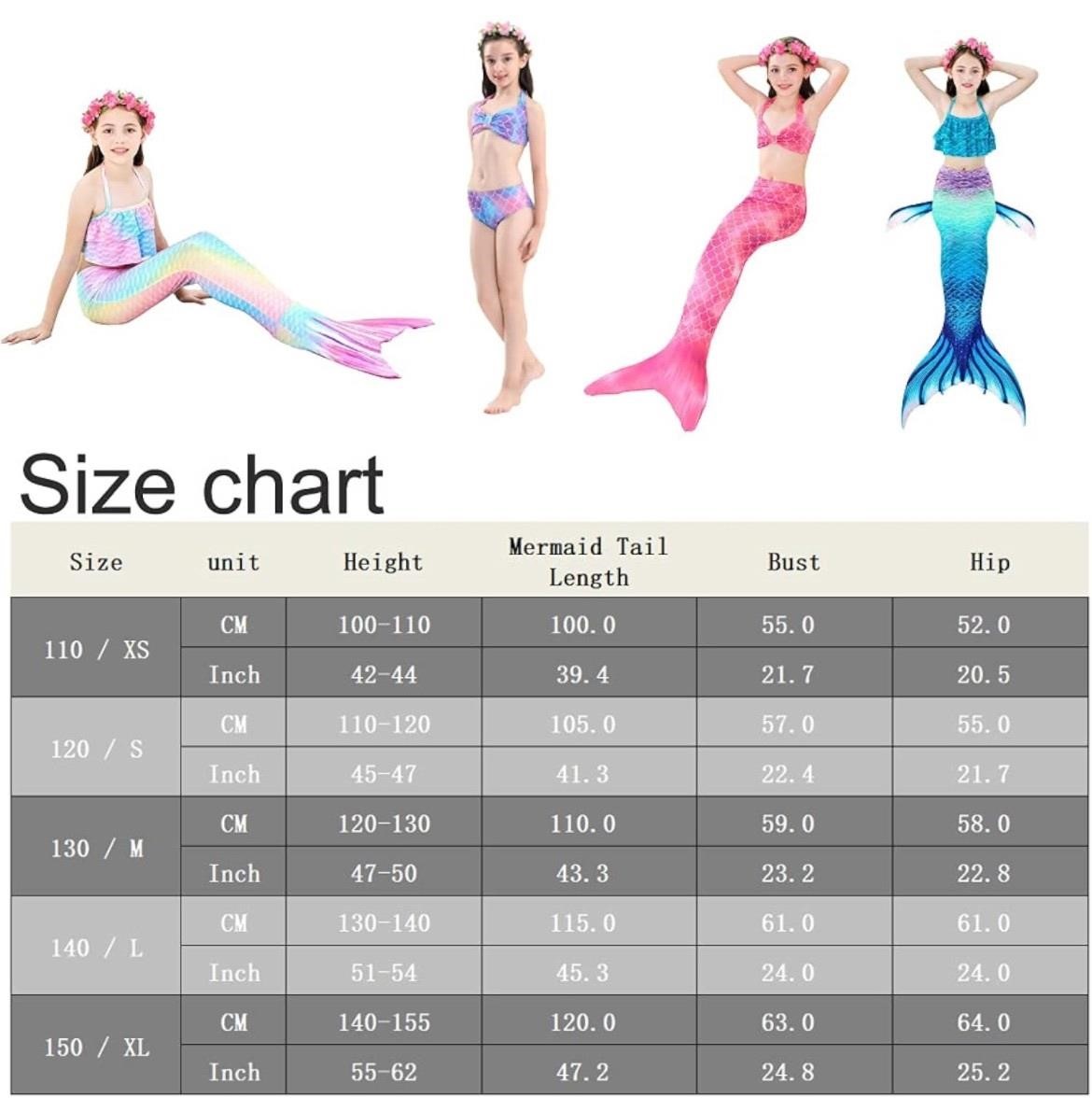 NEW-$36 Girls Swimsuit Mermaid Tails, P130, 5 Pcs