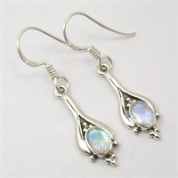 925 Sterling Silver Rainbow Moonstone Earring 1.4"
