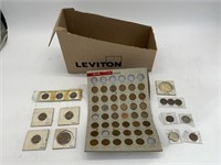 BOX OF ASSORTED ANTIQUE COINS
