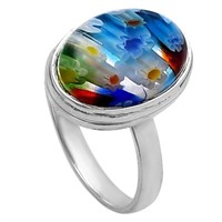 Sterling Silver Millefiori Murano Glass Ring