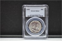 1958 Franklin Half PCGS MS64 | 90% Silver Coin