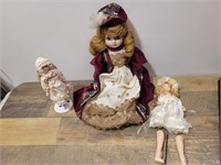 (3)  Porcelain  Dolls