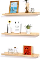 AZSKY 24 Natural Wood Wall Shelves  3 Set