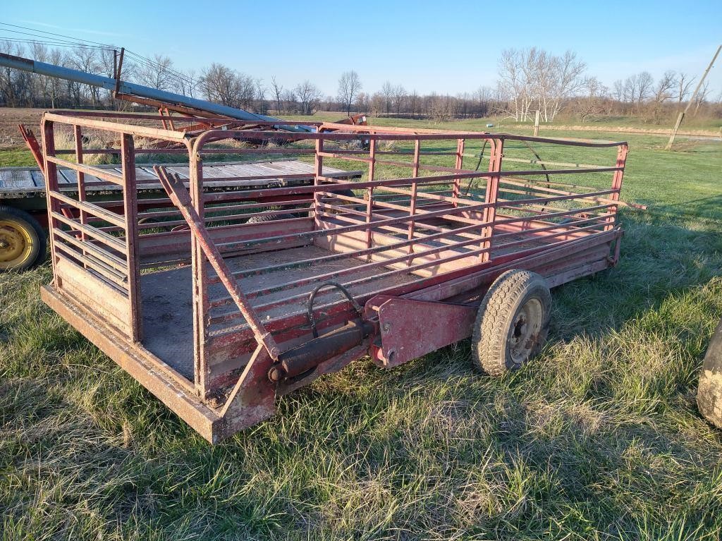 6FT X14FT HYD. HIGH RAISED HOG CART W/ DIVIDER