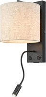 Black Wall Sconce  USB C  LED Reading Light
