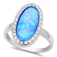 Sterling Silver Opal Replica Austrian Crystal Ring