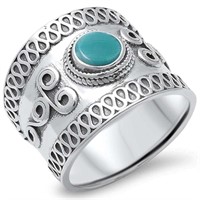 Sterling Silver Turquoise Braided Band Ring