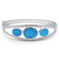 Silver Blue Opal Replica Austrian Crystal Bracelet