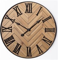 24 Round Metal & Wood Farmhouse Wall Clock