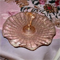 Circa 1930 Pink Depression Glass Ruffled Dish