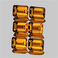 Natural Golden Yellow Citrine 6 Pcs(Flawless-VVS}