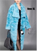 NEW MARKET SAMPLE Royal Rex Aqua Fur Coat Sz XL
