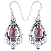 Sterling Silver Garnet Dangle Earrings