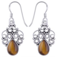 Sterling Silver Tigers Eye Dangle Earrings