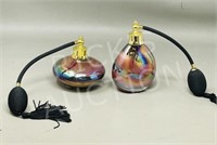 2 art glass perfume atomizers