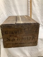 Golden Eagle Salmon Wooden Crate, 13”W, 9 1/2”T,