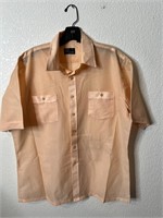 Vintage 1970s Men Button Up Shirt Textured Sutton