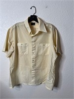 Vintage 1970s Men Button Up Shirt Textured Penney