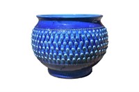 Large Italian Blue Glaze Pot