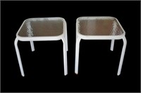 2pc White Outdoor Side Tables