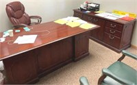 KIMBALL MAHOGANY DESK/CREDENZA