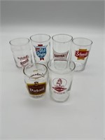 6 misc beer advertising glasses. Bodega. Old