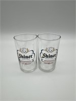 2 Shiner Premium Beer glasses