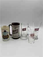 2 Schlitz mugs and 3 Schlitz beer glasses