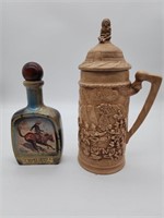 Beam's Choice whiskey bottle and ceramic stein