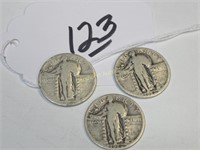 (3) 1926 STANDING LIBERTY SILVER 25-CENT