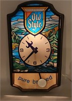 Old Style beer lighted clock 12x19