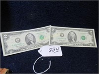 (2) 1976 CHICAGO + 1995 ATLANTA $2 BILLS - GC