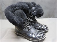 Black Coach Fur Boots Size 8B