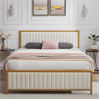 VECELO Full Size Bed Frame tufted headboard