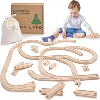 $30  Tiny Land Wooden Train Tracks - 52 Pcs