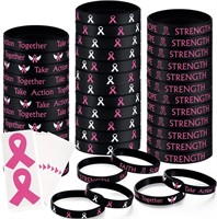 96pc Pink Ribbon Breast Cancer Bracelets