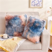 Faux Fur Pillow Cover 18x18  Tie-dye (2-Pack)