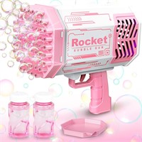 $18  Rocket Bubble Gun 69 Holes with Lights - Pink