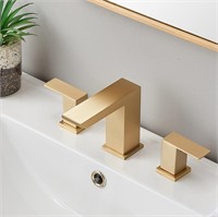 $65  Gold Bathroom Faucet  8-Inch  3 Hole  2 Handl