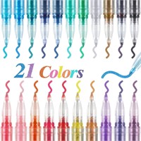 Double Line Pen Markers  Fine Tip  21 Colors